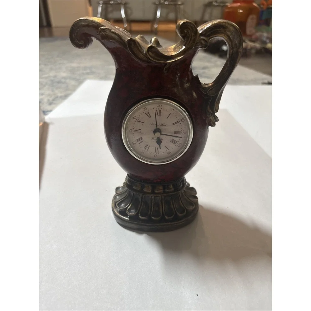 Vintage Richard Ward Winchester Mantel Clock Victorian Pitcher Red EUC